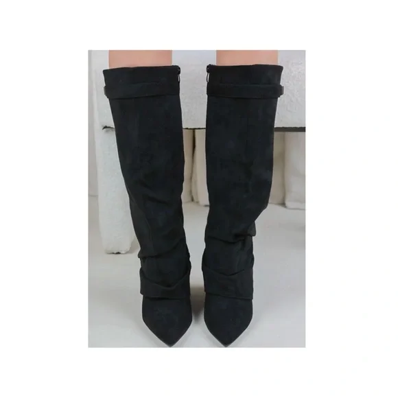 Black Suede Women's Boots - Picture 3 of 3